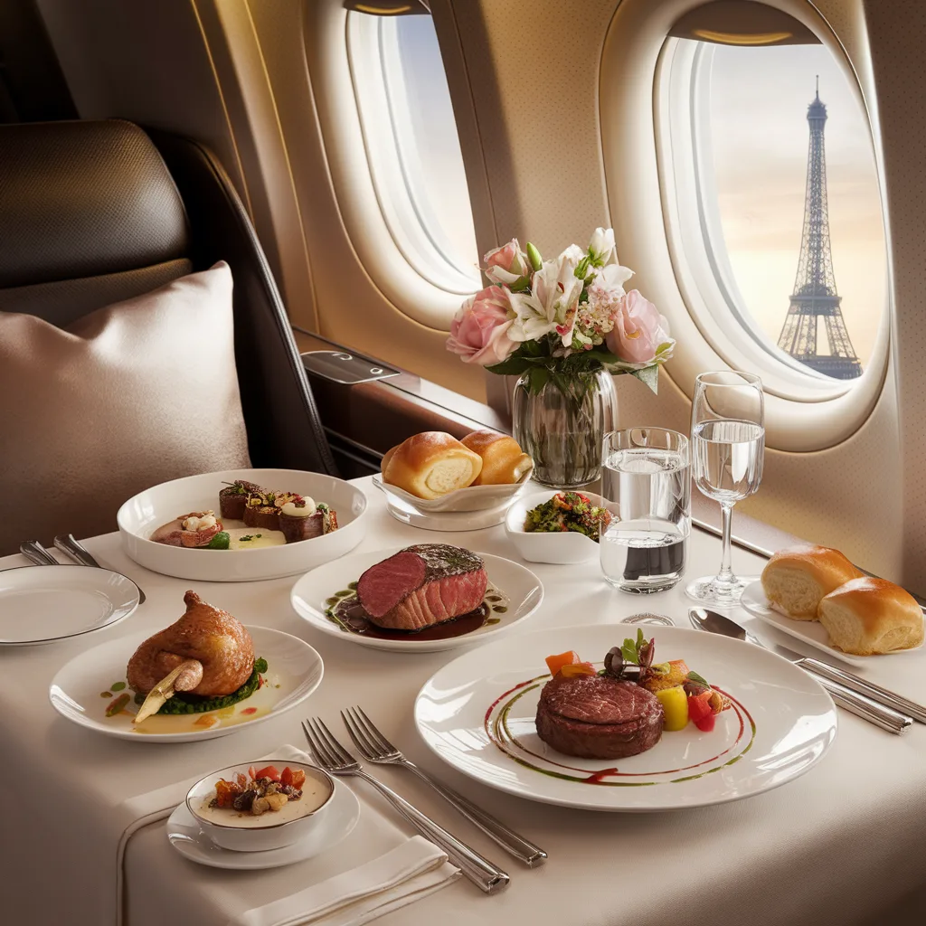 explorez les nouveaux menus étoilés d'air france, spécialement conçus pour les voyageurs au départ de paris. offrez-vous une expérience gastronomique inoubliable en vol, alliant savoir-faire culinaire et voyage d'exception.