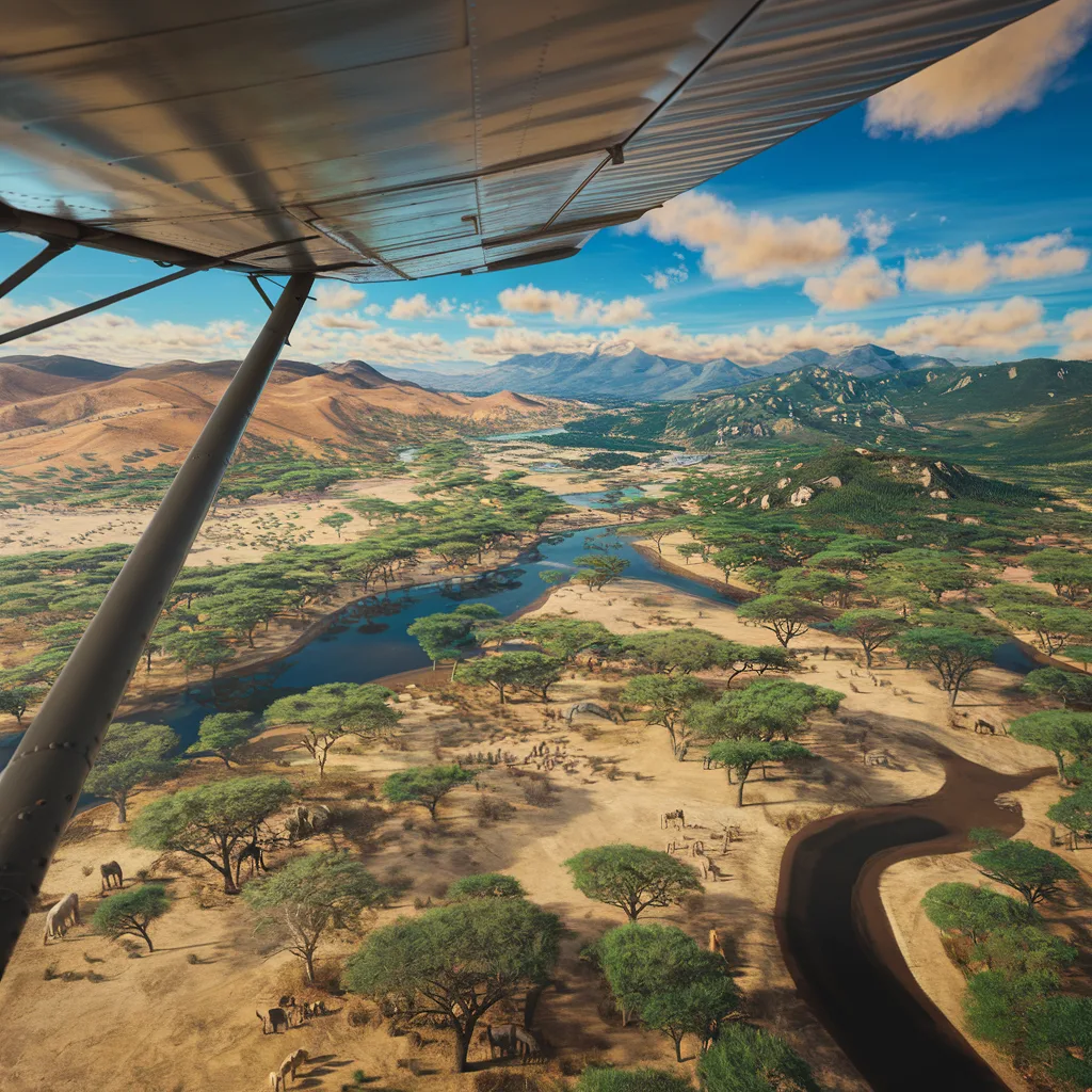 découvrez les paysages époustouflants de l'afrique à travers une exploration aérienne unique. volez à bord d'un avion bush pour survoler des panoramas inoubliables, des savanes dorées aux montagnes majestueuses, et vivez une aventure inégalée au cœur de la nature sauvage.