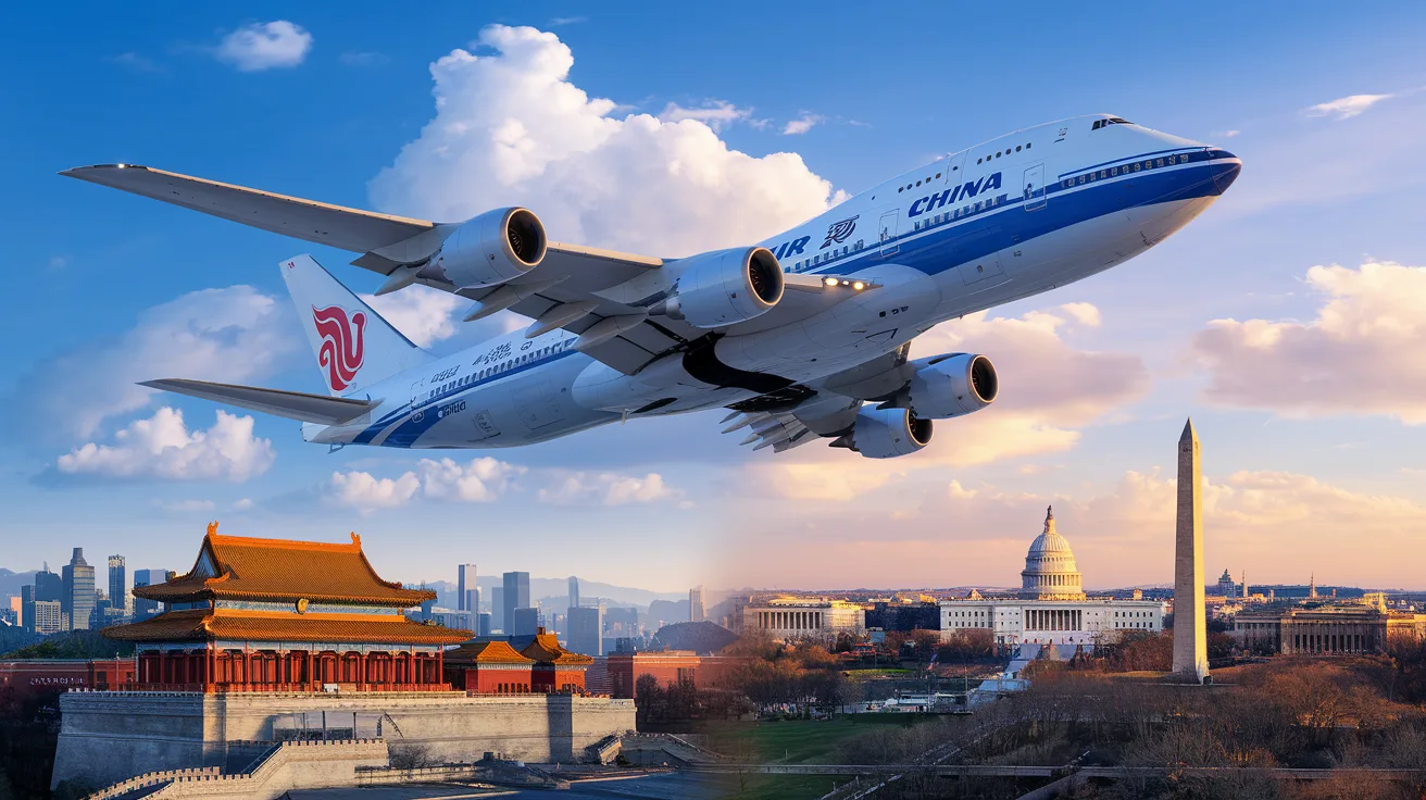 discover air china's new boeing 747-8, elegantly linking beijing and washington. enjoy an unforgettable journey aboard this majestic aircraft, a symbol of comfort and modernity, on one of the world's most emblematic routes.