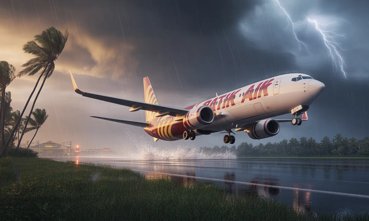 découvrez comment un boeing 737 de batik air a effectué un atterrissage spectaculaire à travers une tempête redoutable en indonésie. une démonstration de compétence et de précision des pilotes sous des conditions extrêmes.