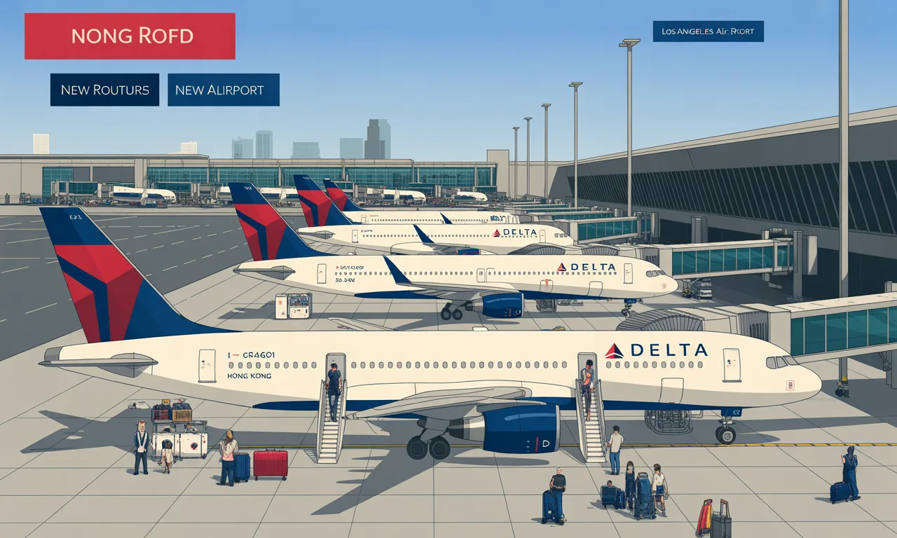 delta étend son réseau à l'aéroport de los angeles (lax) en lançant de nouvelles liaisons vers hong kong et chicago, offrant ainsi plus d'options de voyage et de connexion pour ses passagers.