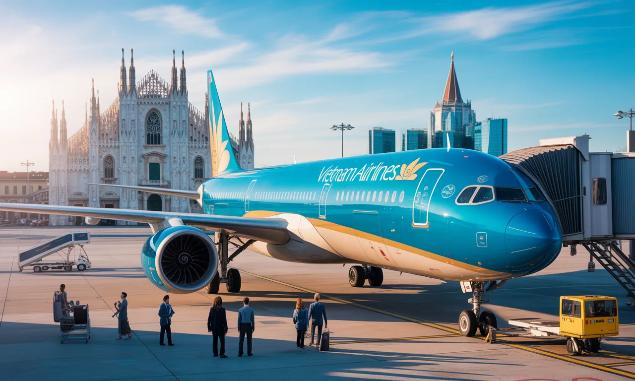discover vietnam airlines' new european route linking hanoi to milan. enjoy an exceptional travel experience between asia and italy with quality service and comfort options during your flight.
