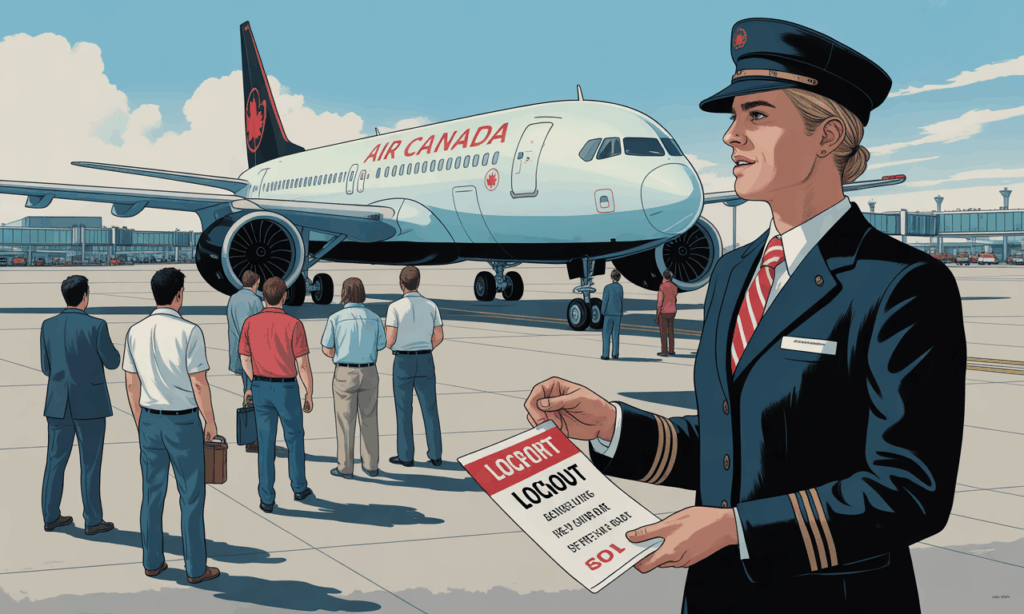 air canada faces 72-hour strike notice from the cupe union. in response, the airline issues a lockout notice, intensifying tensions in canada's air transport sector.
