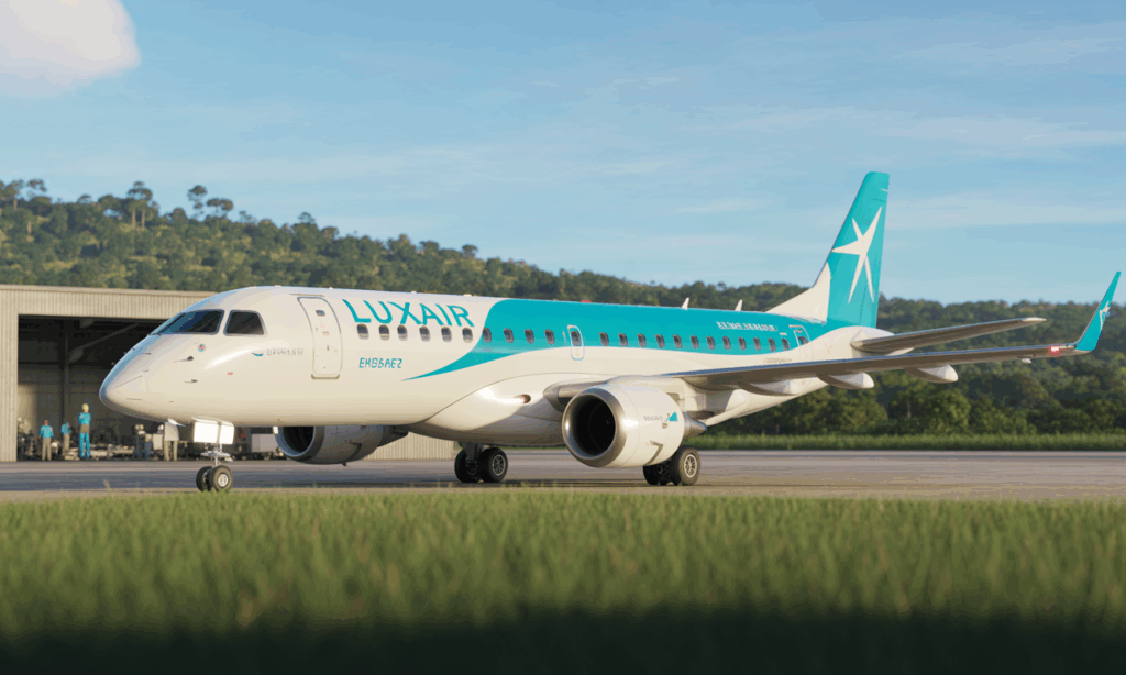 découvrez en exclusivité le tout premier embraer e195-e2 de luxair, fraîchement assemblé au brésil. plongez dans les coulisses de son arrivée avec notre vidéo exclusive !