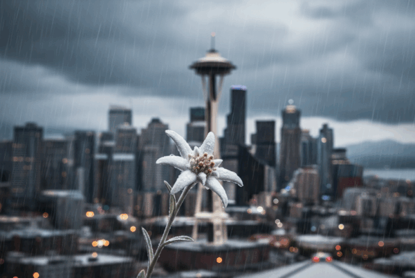 discover the story of a journey marked by the takeoff of edelweiss to seattle, where the author suddenly finds himself in a torrential downpour. an adventure in weather and discovery!